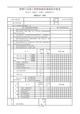 特种门安装工程检验批质量验收记录表（金属门窗工程）